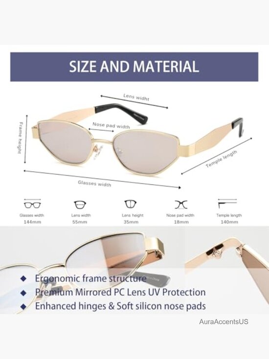 Retro Oval Cat Eye Sunglasses Women Trendy Narrow Cateye Shades UV Protection main image 4
